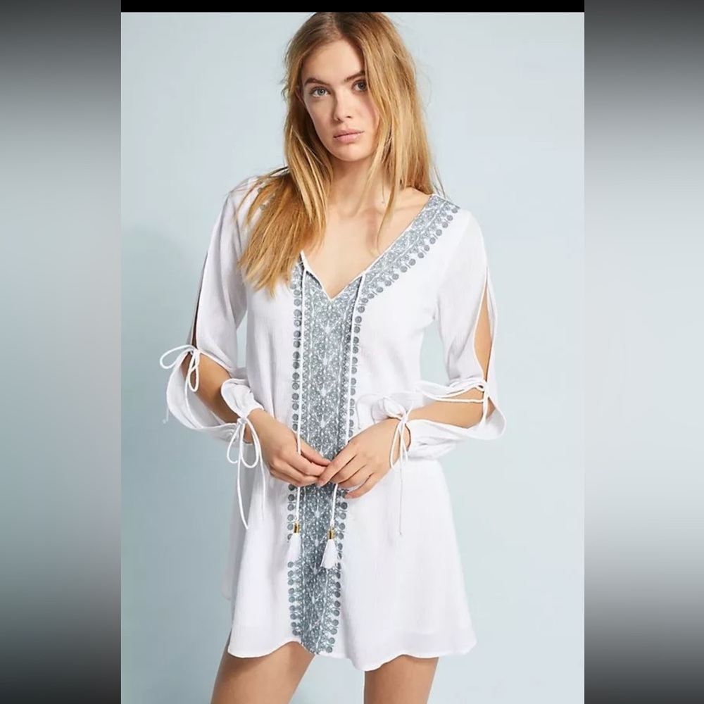 Anthropologie L Space Gold Coast Cover-up Tunic Size Small Boho White‎